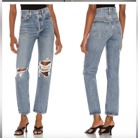 AGOLDE 90s Pinch Waist BACKDROP High Rise Straight Leg Jeans Y. - Picture 5 of 15